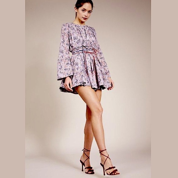 Elliette Tate Silk Cotton Mini Dress New Ditsy Floral Feminine Romantic Party - Picture 3 of 17